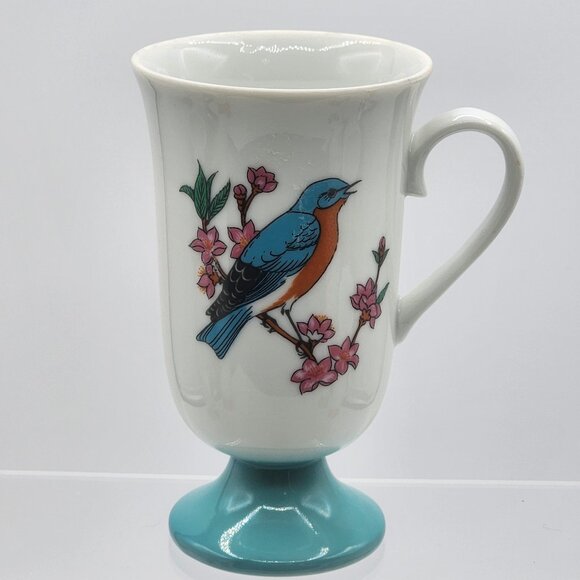 Vintage Fred Roberts Bird Mugs Footed Coffee Tea Cups Set of 5 Japan MCM - Picture 7 of 16